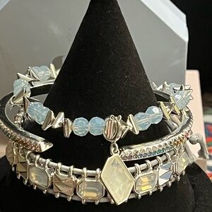 BP Retro She’s Got that Fire Silver and White Beaded Bracelet Stack RBP7202